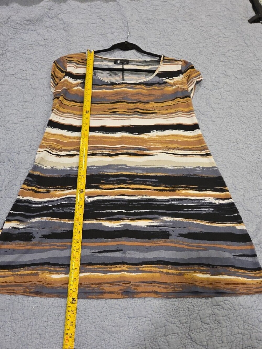 AB Studio Striped Mini Dress in Mustard, Black, Gray and White Size L! - Picture 6 of 6